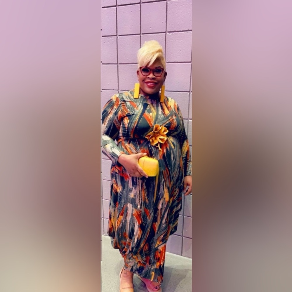 Multicolor plus size maxi dress with pockets
